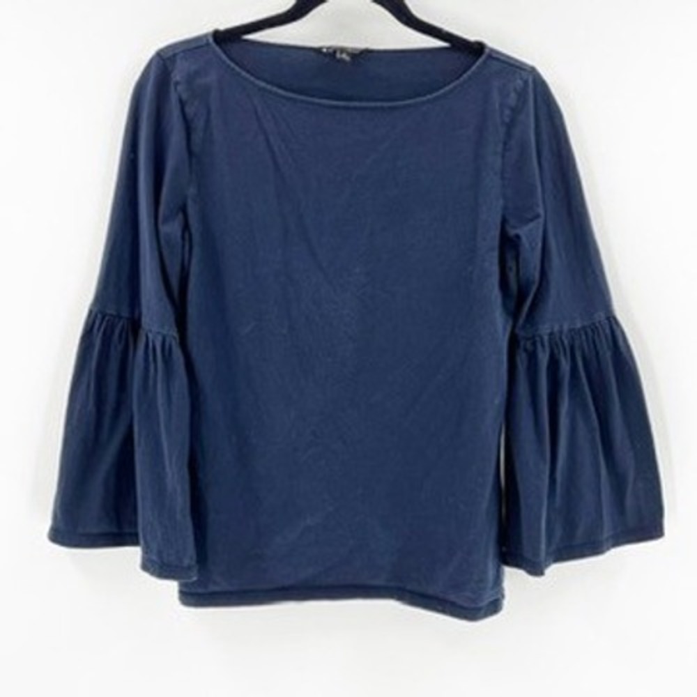 Banana Republic Top Bell Sleeve Blue Scoop Neck Womens Size S‎